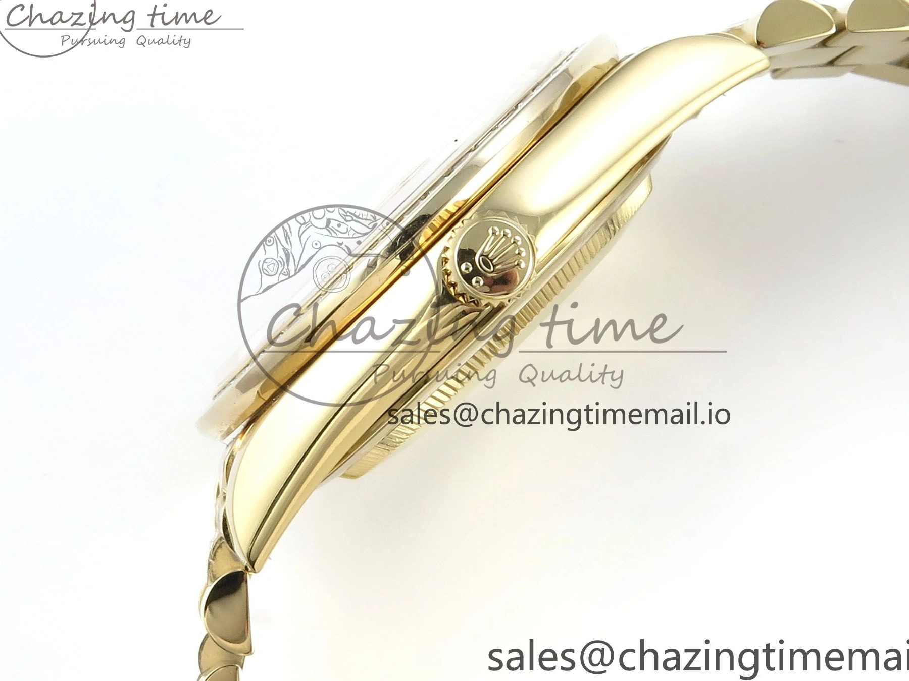 MiroTime 1224 TechFriendly DayDate 40 YG QF 1:1 Best Edition Green Black Dial Diamonds Bezel on President Bracelet A2836 V5 (Gain Weight) 490